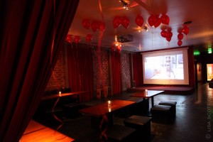 Red Room - The Mark - Event Planning - red room using screen,red balloons