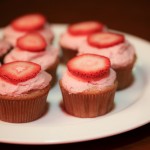organic vanilla cupcakes glazed in strawberry mascarpone the mark olympia